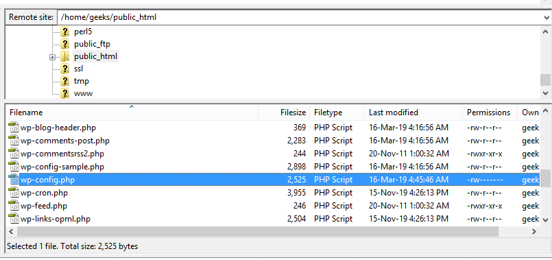 WordPress Database Connection